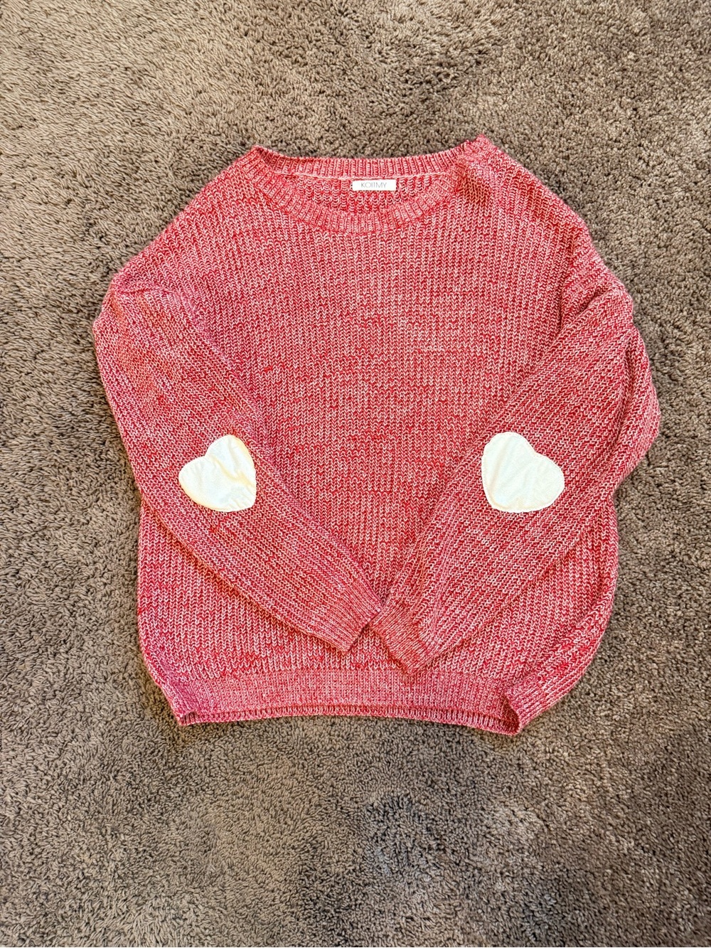 Cozy Pink Heart-Elbow Sweater